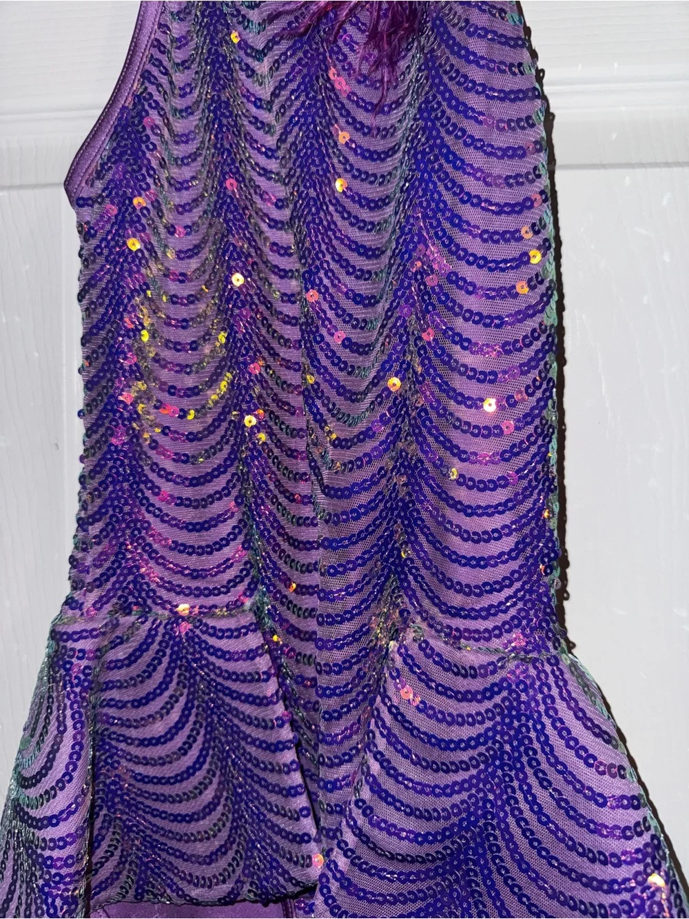 Weissman Purple Sequin Halter Dance Dress with matching hair clip size 1C